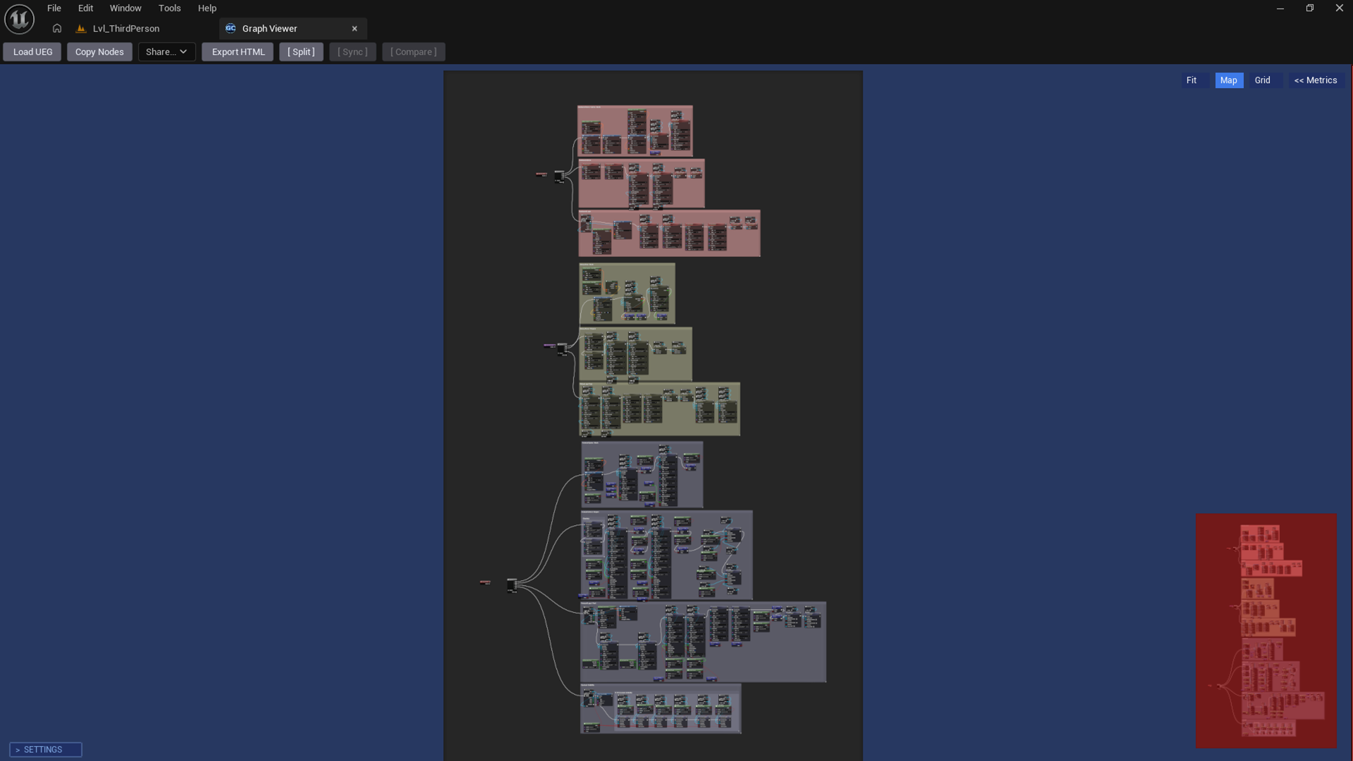 Graph Viewer showing a massive graph with minimap and split mode